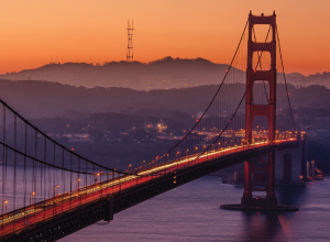 Golden Gate Bridge at dusk