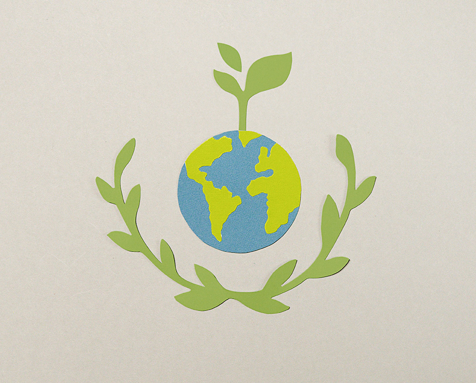 paper maiche illustration of the earth