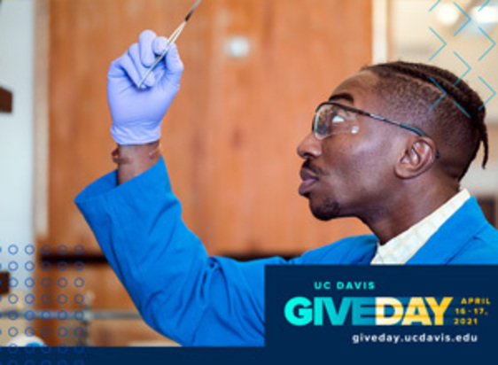 small image for UC Davis Give Day. Young, male African American scientist working on materials science